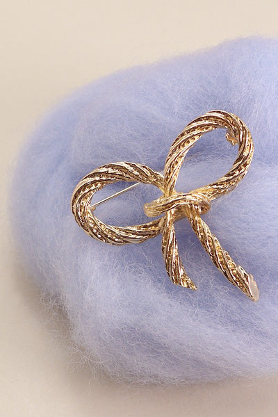 ROPE GOLD BOW RIBBON BOW KNOT BROOCH | 40BC304