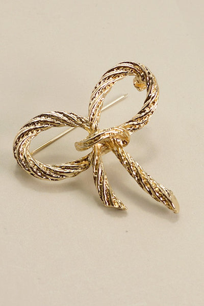 ROPE GOLD BOW RIBBON BOW KNOT BROOCH | 40BC304