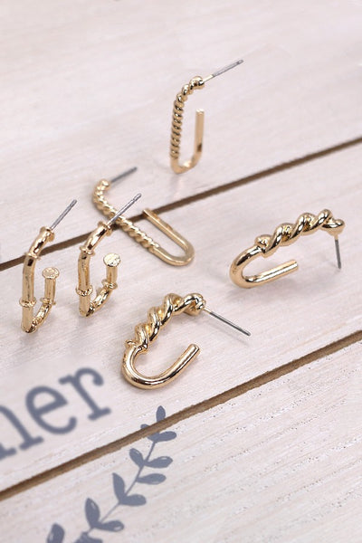 ROPE TWIST HUGGIE TRIO EARRINGS | 31E24275