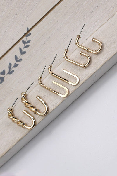 ROPE TWIST HUGGIE TRIO EARRINGS | 31E24275