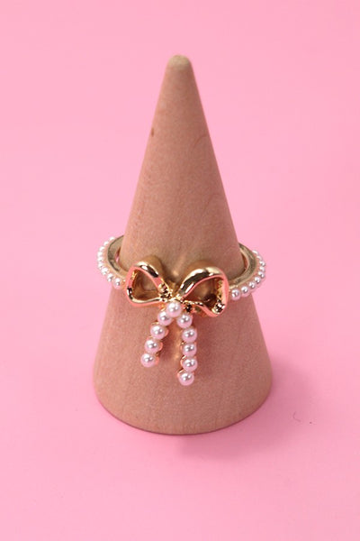 GOLD PEARL BOW RIBBON RING | 31R24004