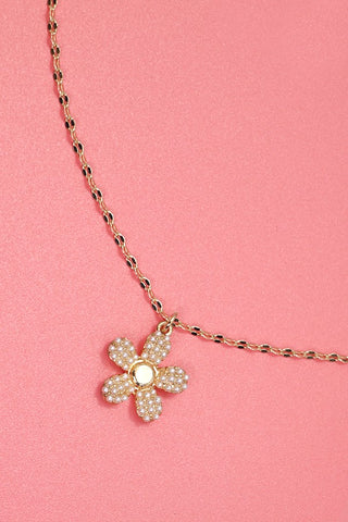 PEARL FLOWER CHARM NECKLACE | 80N438