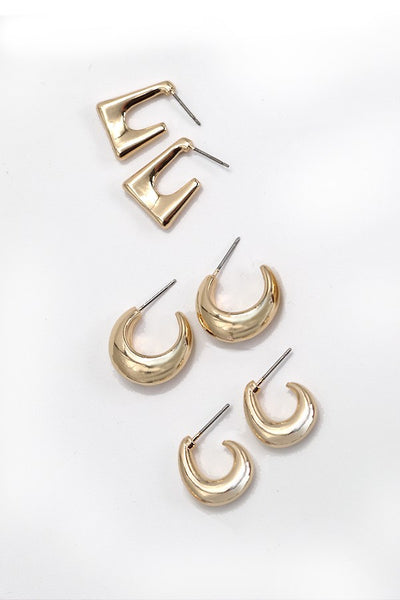 PUFF HUGGIE TRIO EARRINGS | 80E2714