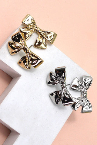 CLASSIC BOW RIBBON STUD EARRINGS | 80E2799