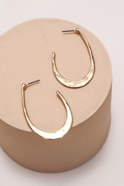 HAMMERED U SHAPE HOOP DROP EARRINGS |  80E2779