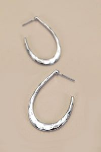 HAMMERED U SHAPE HOOP DROP EARRINGS |  80E2779