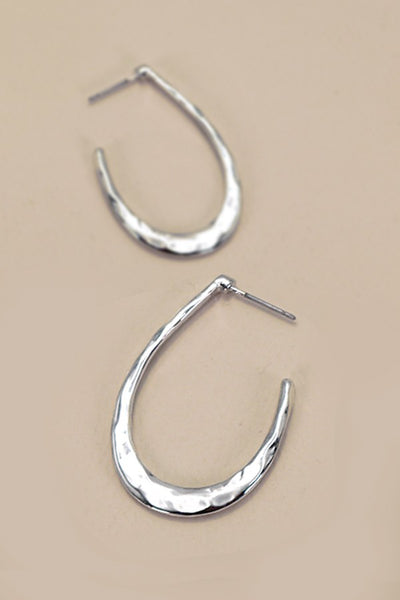 HAMMERED U SHAPE HOOP DROP EARRINGS |  80E2779