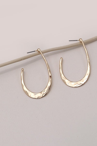 HAMMERED U SHAPE HOOP DROP EARRINGS |  80E2779