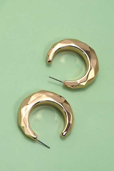 CHUNKY BUBBLE FACETED CUT HOOP EARRINGS | 80E2780