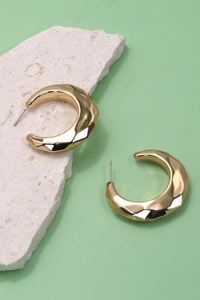 CHUNKY BUBBLE FACETED CUT HOOP EARRINGS | 80E2780