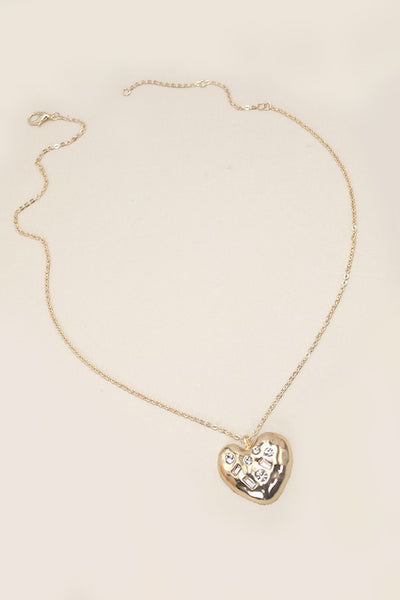 RHINESTONE HEART PENDANT NECKLACE | 80N450