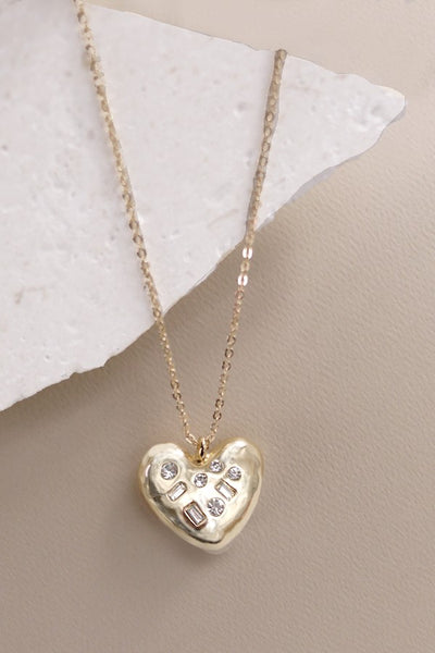 RHINESTONE HEART PENDANT NECKLACE | 80N450