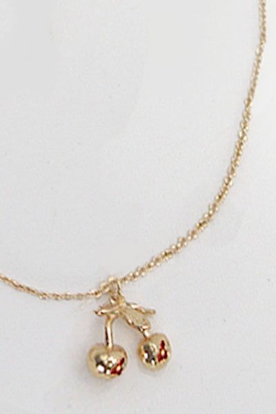 GOLD MINI CHERRY CHARM NECKLACE | 80N770