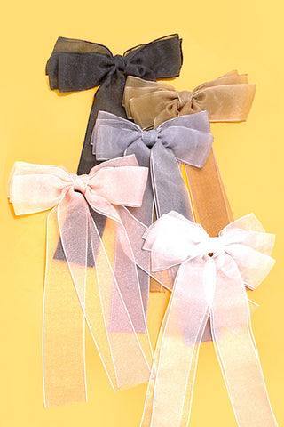 ORGANZA SHEER BOW RIBBON HAIR CLIPS | 40H756