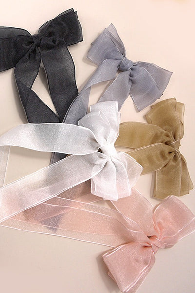 ORGANZA SHEER BOW RIBBON HAIR CLIPS | 40H756