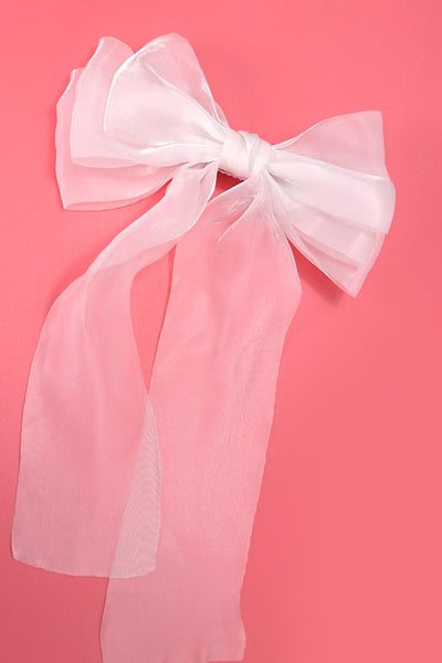 LARGE ORGANZA SHEER BOW RIBBON HAIR CLIPS | 40H757