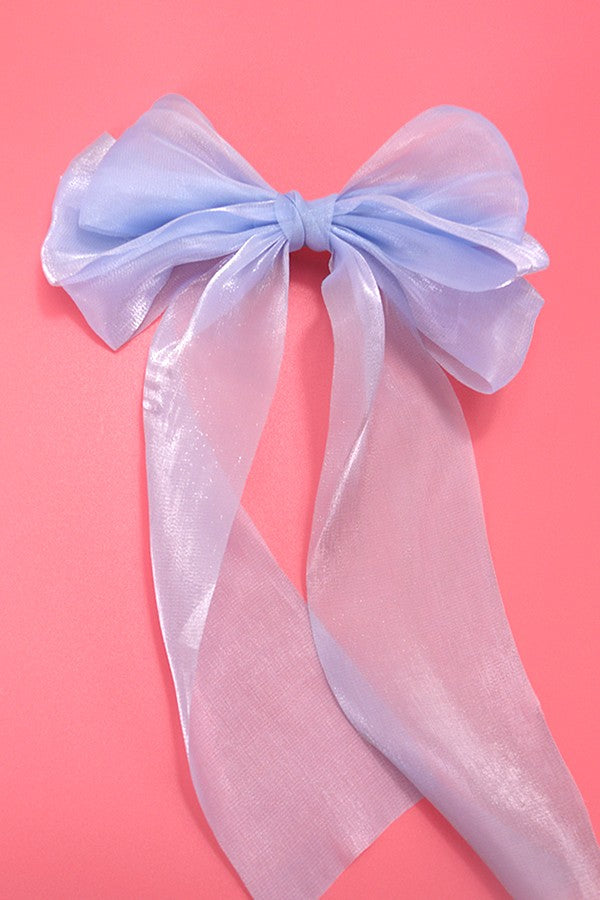 LARGE ORGANZA SHEER BOW RIBBON HAIR CLIPS | 40H757