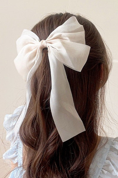 LARGE ORGANZA SHEER BOW RIBBON HAIR CLIPS | 40H757