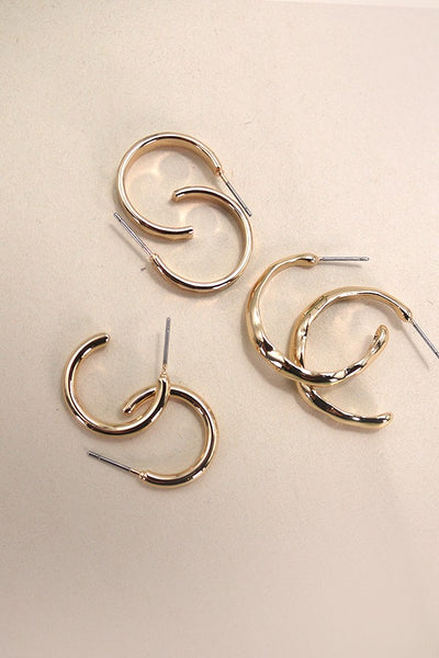 HAMMERED HOOP TRIO EARRINGS | 31E24348