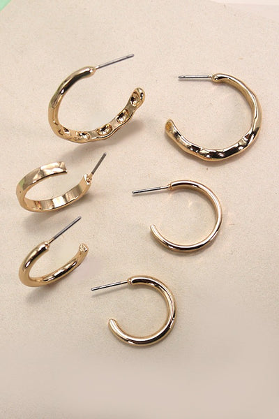 HAMMERED HOOP TRIO EARRINGS | 31E24348