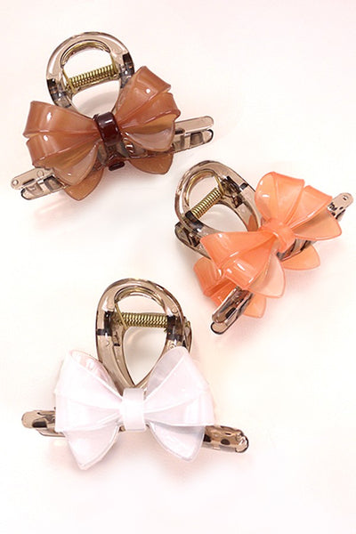 CELLULOSE TRANSLUCENT BOW HAIR CLAW CLIPS | 40H764