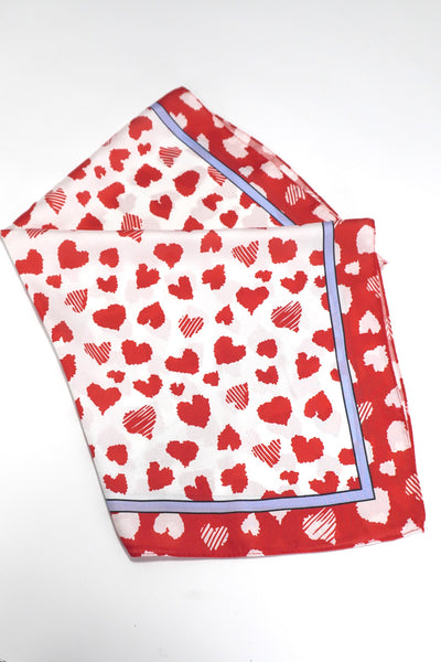 VALENTINE RED HEART SILKY FEEL BANDANA SCARF | 40SC631