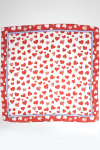 VALENTINE RED HEART SILKY FEEL BANDANA SCARF | 40SC631