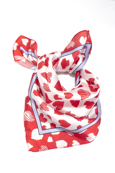 VALENTINE RED HEART SILKY FEEL BANDANA SCARF | 40SC631