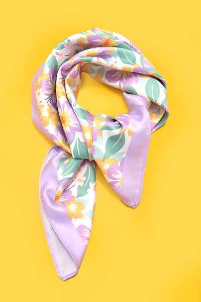 TROPICAL FLOWER PRINT SILKY FEEL BANDANA SCARF | 40SC618