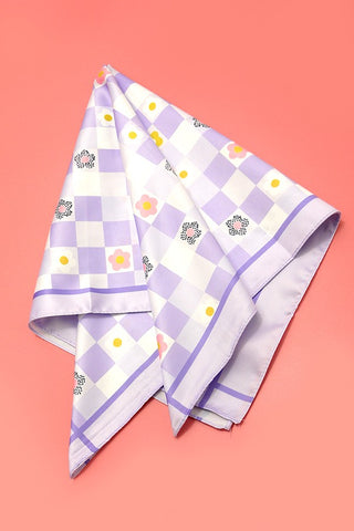 FLOWER DAISY PRINT SILKY FEEL BANDANA SCARF | 40SC620