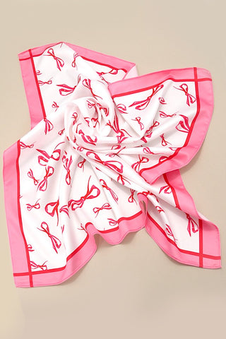 BOW RIBBON PRINT SILKY FEEL BANDANA SCARF | 40SC622