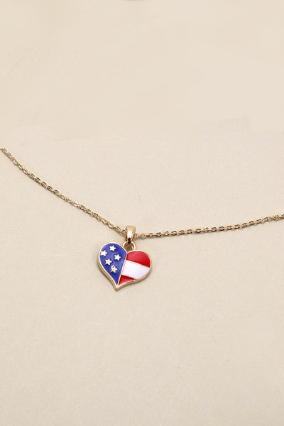 4TH OF JULY FLAG HEART NECKLACE | 80N542