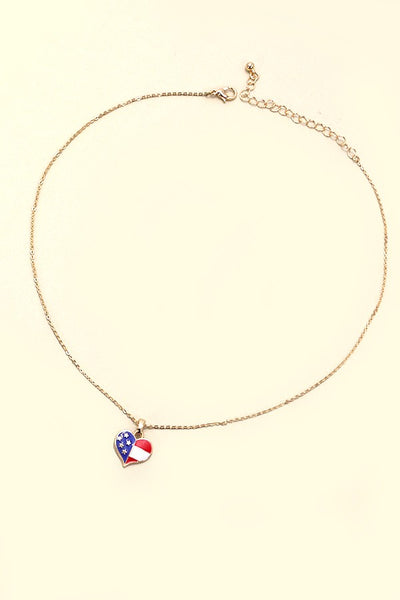 4TH OF JULY FLAG HEART NECKLACE | 80N542