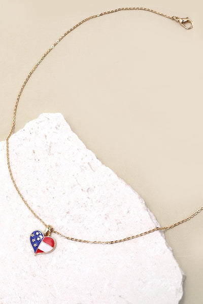 4TH OF JULY FLAG HEART NECKLACE | 80N542