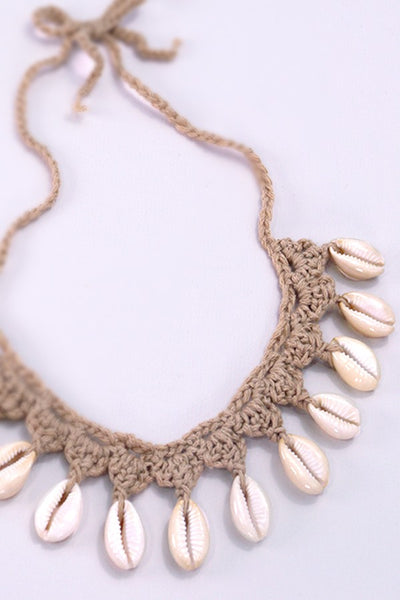 SUMMER BEACH PUKA SHELL WOVEN NECKLACE  | 80N550