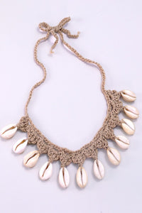 SUMMER BEACH PUKA SHELL WOVEN NECKLACE  | 80N550