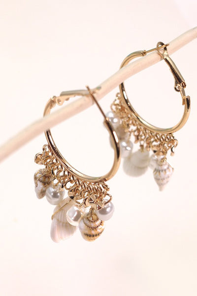 MULTI NATURAL SEASHELL CLUSTER DROP EARRINGS | 80E3051