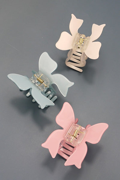 CELLULOSE GLOSSY BOW RIBBON HAIR CLAW CLIPS | 40H769