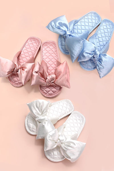 SOFT SATIN BOW SLIPPER SHOES | 40SP015