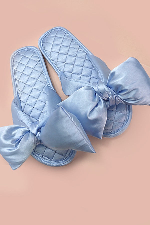 SOFT SATIN BOW SLIPPER SHOES | 40SP015