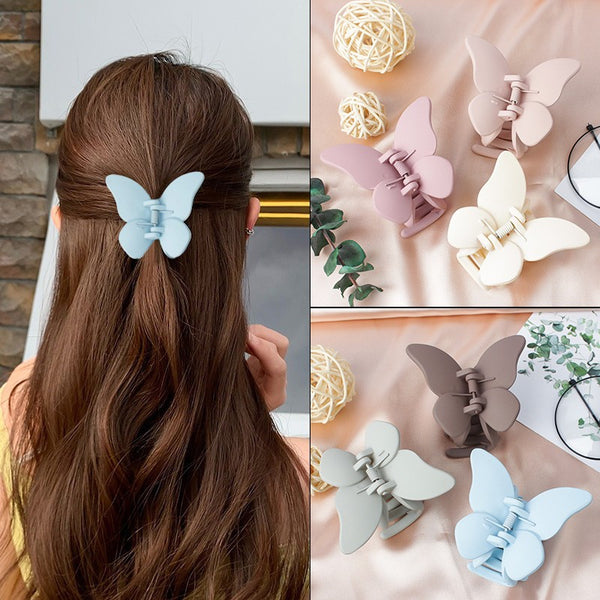 LARGE MATTE  IRIDESCENT BUTTERFLY HAIR CLAW CLIPS | 40H774