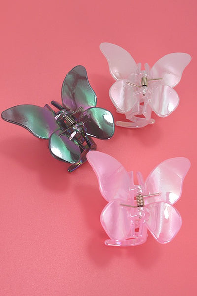 LARGE MATTE  IRIDESCENT BUTTERFLY HAIR CLAW CLIPS | 40H774