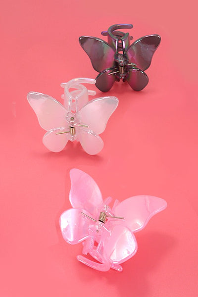 LARGE MATTE  IRIDESCENT BUTTERFLY HAIR CLAW CLIPS | 40H774