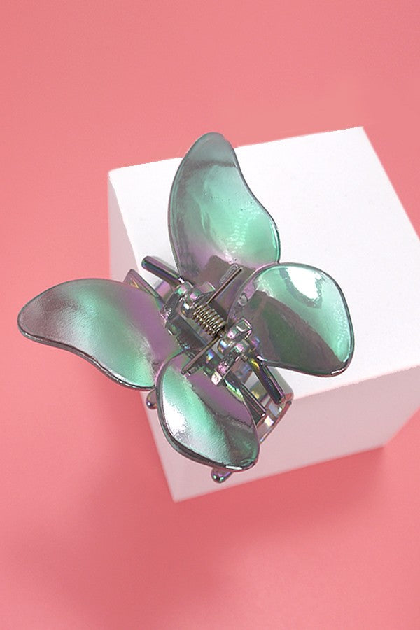 LARGE MATTE  IRIDESCENT BUTTERFLY HAIR CLAW CLIPS | 40H774