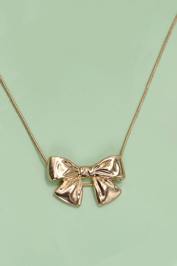 CLASSIC BOW SNAKE CHAIN NECKLACE | 31N24017