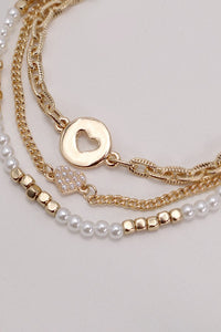 MULTI LAYER HEART PEARL BRACELETS | 80B152