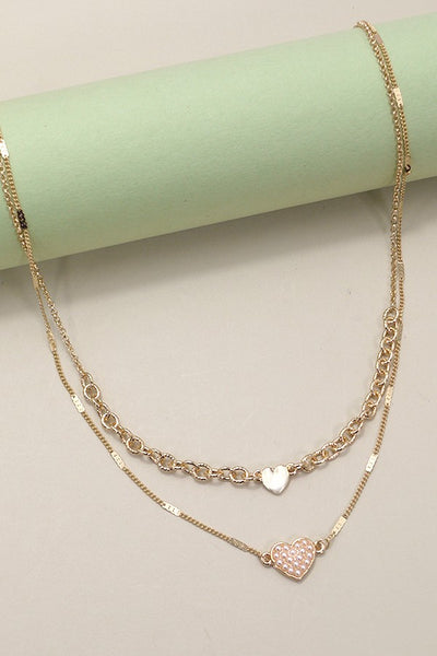 DOUBLE LAYER HEART NECKLACE | 80N547