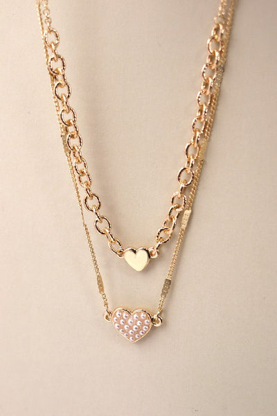 DOUBLE LAYER HEART NECKLACE | 80N547