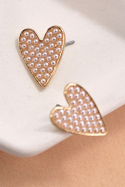 HEART PEARL STUD EARRINGS | 80E3080