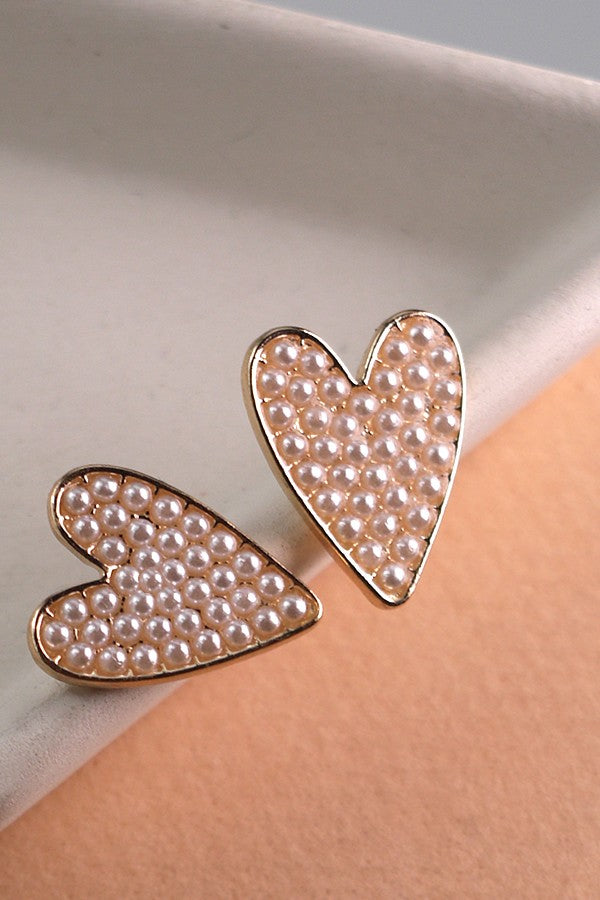 HEART PEARL STUD EARRINGS | 80E3080